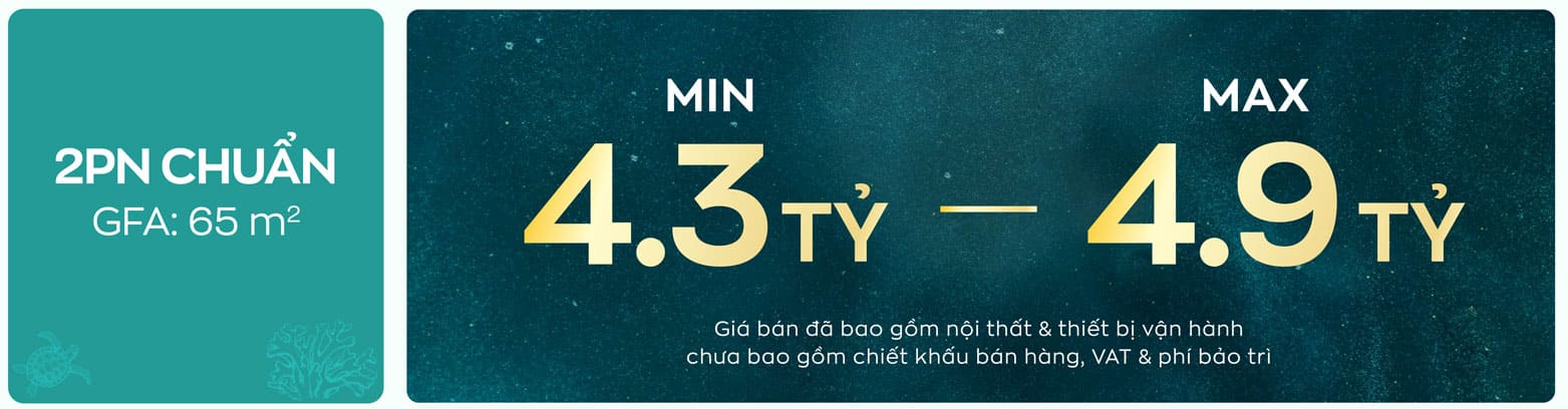 Giá 2PN 65m2 Bảng giá căn hộ 2 phòng ngủ 65m2 từ 4.3 tỷ đồng