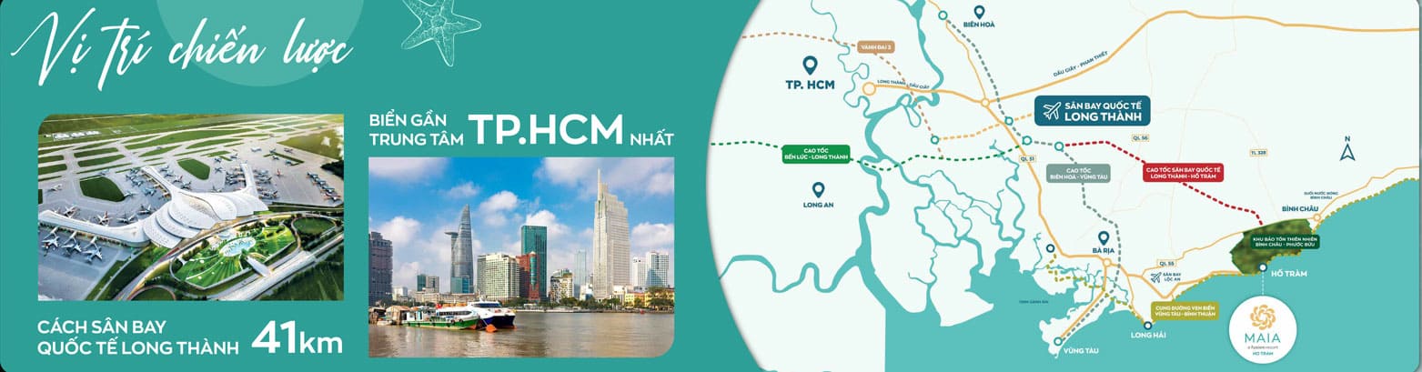 Sơ đồ vị trí kết nối giao thông hạ tầng chiến lược của Maia Resort