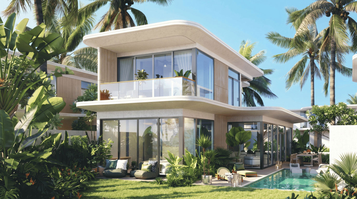 Phối cảnh không gian ngoại thất Biệt thự Villa 2 phòng ngủ Maia Hồ Tràm