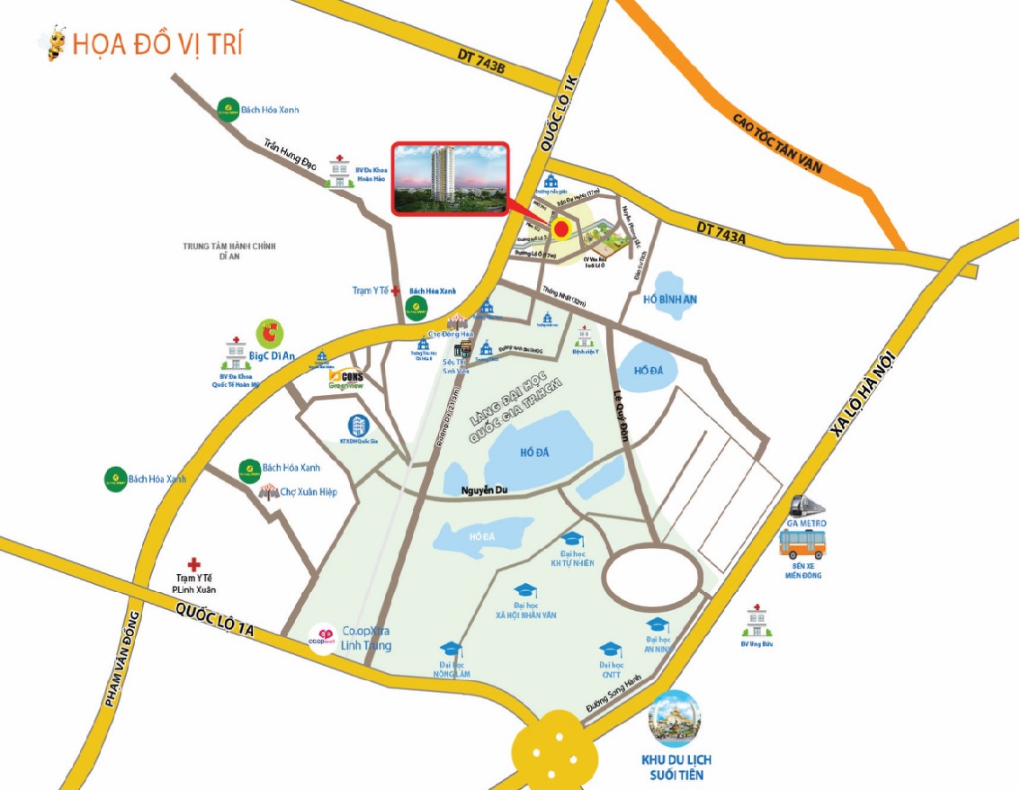 Vị trí Căn hộ Bcons Bee