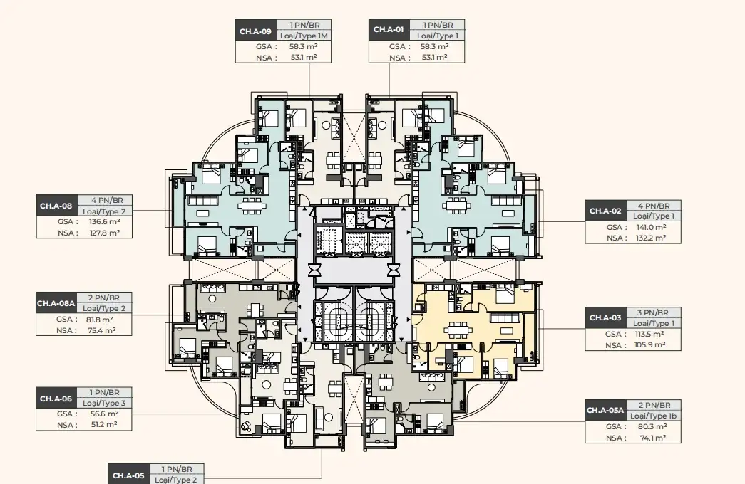 Bán Căn hộ 4 Phòng ngủ The Global City TP Thủ Đức Mặt Bằng Tầng